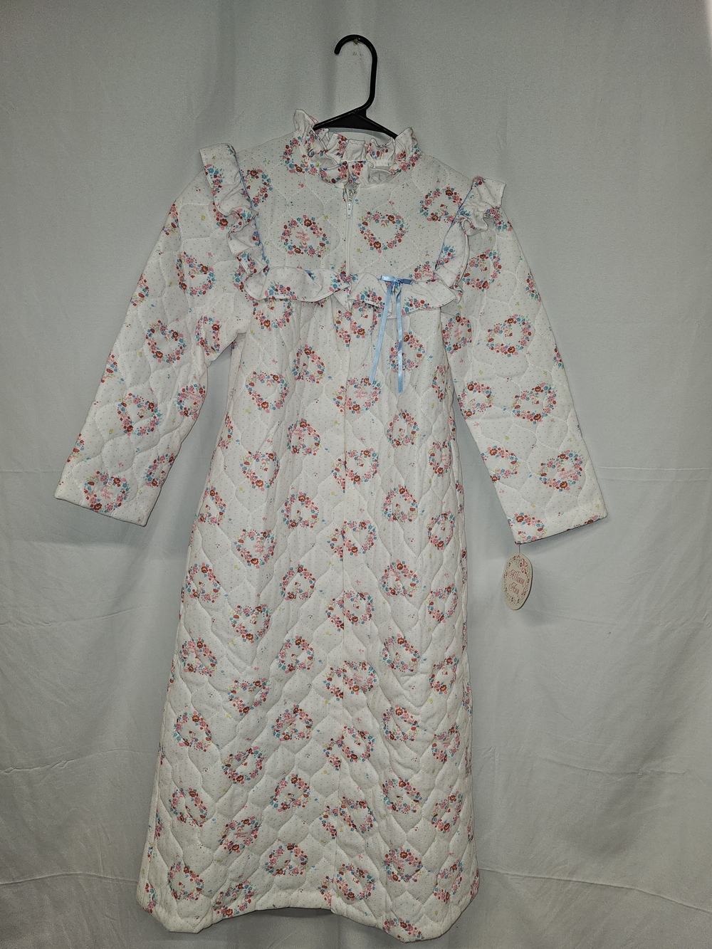 Allison Ann Floral Sleepwear Tag - White with Pink & Aqua Accents